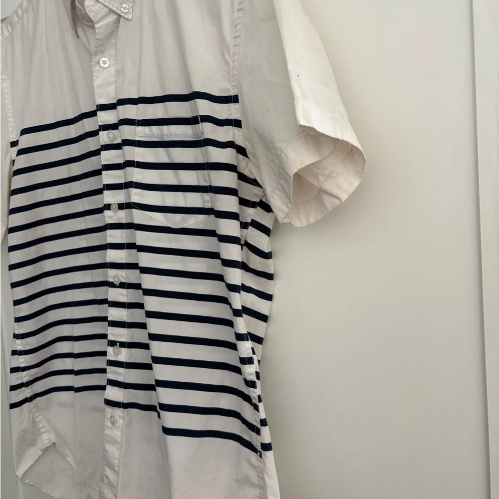 Men’s J. Crew White and Navy Striped Shirt